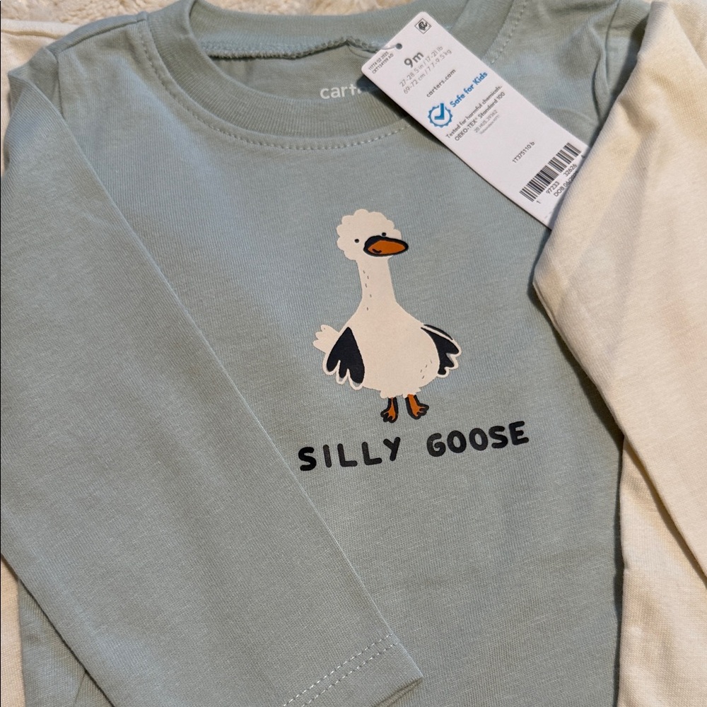 Carter's Cream and Gray Baby Bodysuit Trio. A set of 3 bodysuits. - Picture 4 of 5